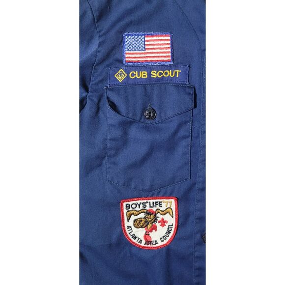 Vintage Cub Scout Youth Uniform Shirt Blue Long Sleeve No‎ Collar w/Insignia - Picture 3 of 13